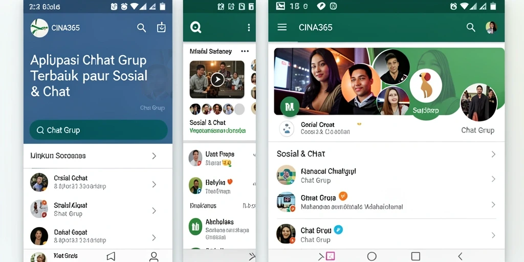 Tampilan antarmuka CINA365 aplikasi Chat Grup yang menarik dan interaktif.