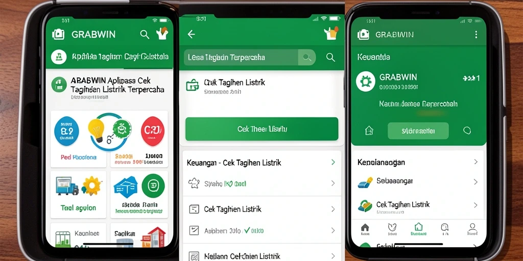 Antarmuka GRABWIN untuk cek tagihan listrik yang mudah digunakan.