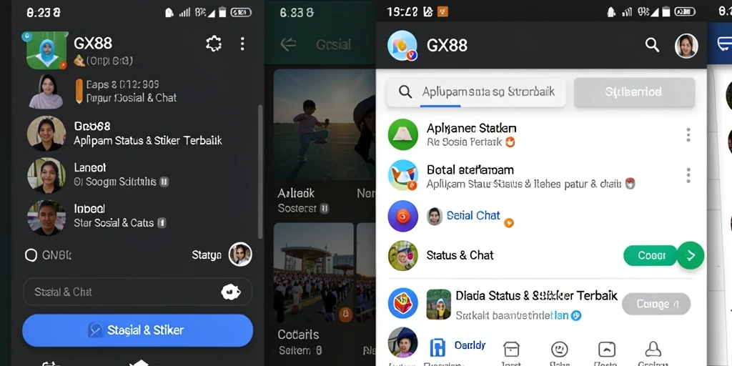 Tampilan antarmuka GX88 untuk pengaturan stiker dan status.