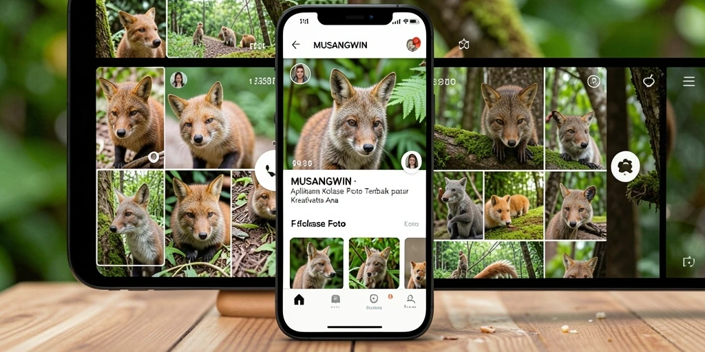 Antarmuka MUSANGWIN yang sederhana dan menarik untuk kolase foto.