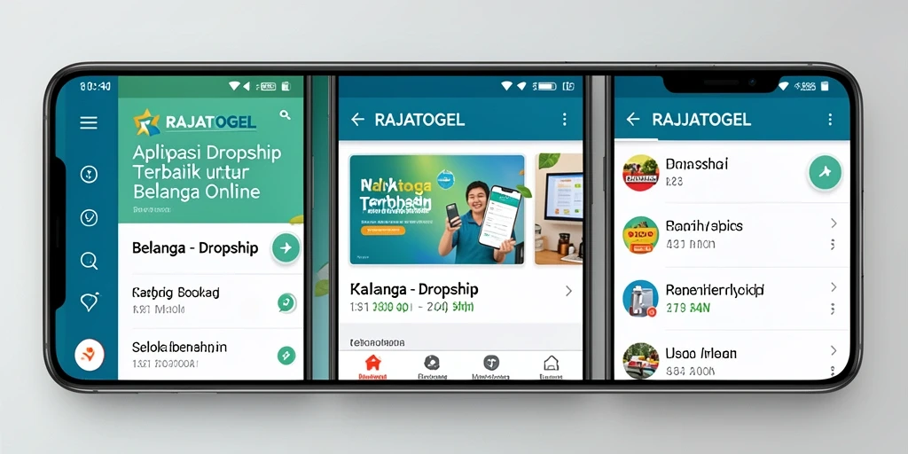 Tampilan antarmuka aplikasi RAJATOGEL yang user-friendly untuk dropship.